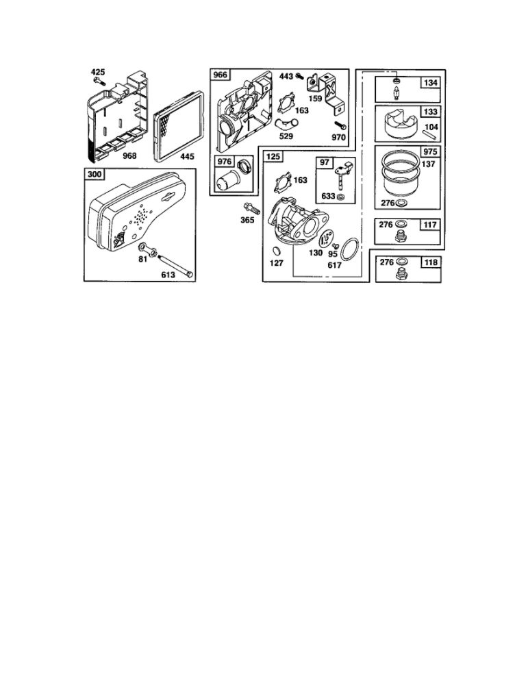 Carburetor/Air Cleaner Diagram and Parts List for 122T02-0845-EA  Briggs and Stratton Engine